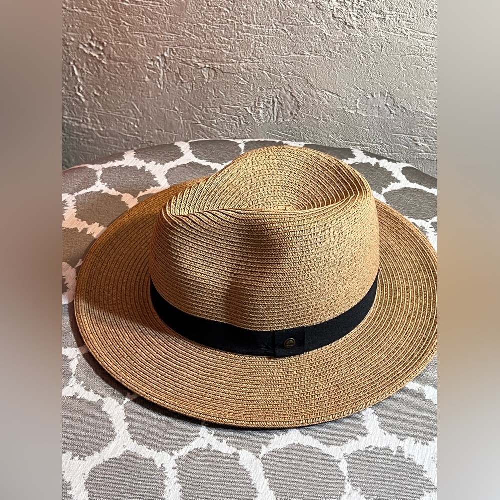 Tan Fedora /Panama Hat Tan/Black UPF 50 natural color garden girl cottgaecore